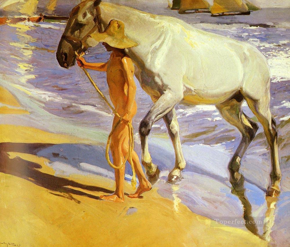 Joaquin Sorolla y Bastida The Horse s Bath Oil Paintings